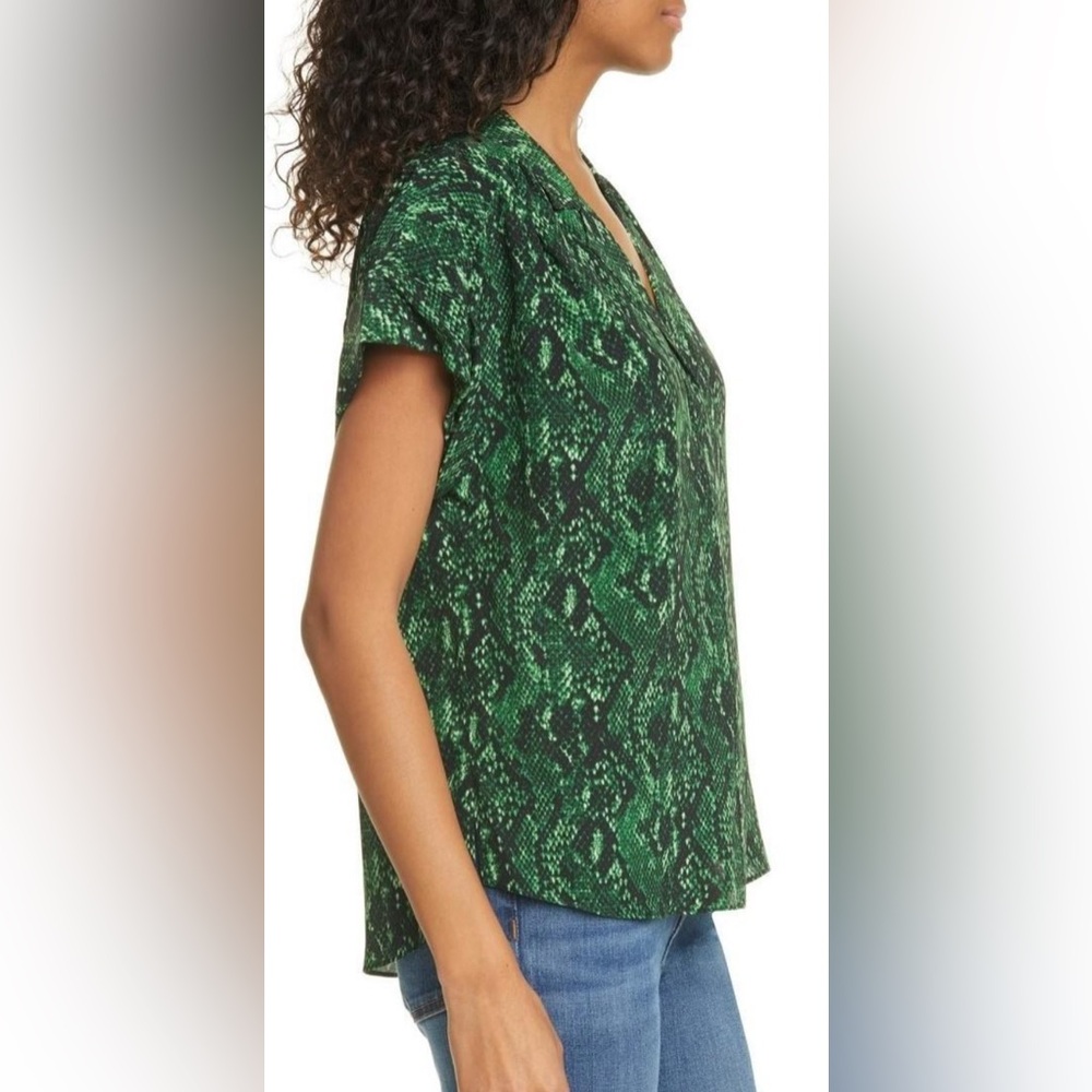 Veronica Beard Merci Python Print Silk Blouse Eme… - image 3